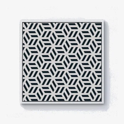 The Range Geometric Monochrome Hexagonal Pattern Canvas Print - Black / 40.6cm / White Frame