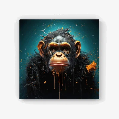 The Range Monkey Face Splashart Blue HD Metal Print - Blue / 56cm