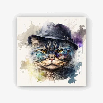 The Range Selkirk Rex Cat Splashart HD Metal Print - Neutral / 30cm