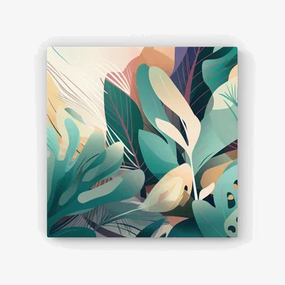 The Range Abstract Tropical Leaves HD Metal Print - Green / 40cm