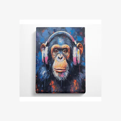 The Range Chimpanzee Music Canvas Print - Black / 101.6cm