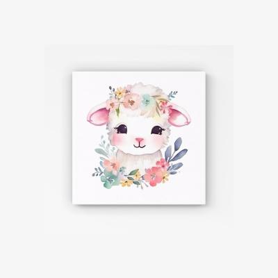 The Range Hand Drawn Easter Lamb Watercolour HD Metal Print - Pink / 40cm