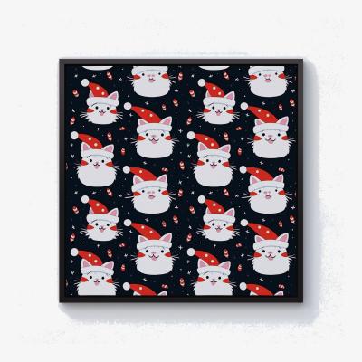 The Range Cute Cats Wearing Santa Claus Hats Canvas Print - Red / 25.4cm / Black Frame