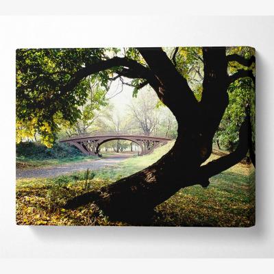 The Range Central Park Bridge New York City Canvas Print Wall Art - Yellow / 66.04cm