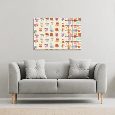 The Range Leaves and Flowers, Abstract shapes Canvas Print - Orange / 127cm / 101cm