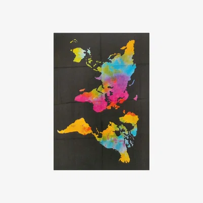 The Range Colorful Cotton World Map Wall Art - Modern Travel Decor, 78x112cm - Multi