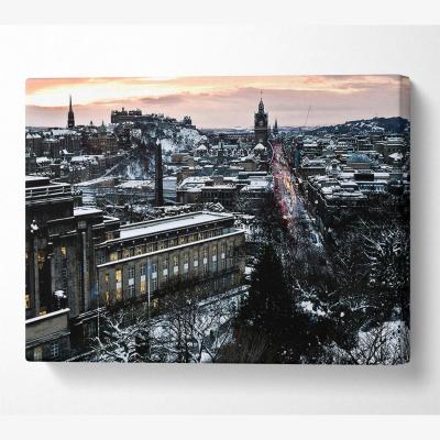 The Range Evening In Edinburgh Canvas Print Wall Art - Yellow / 66.04cm