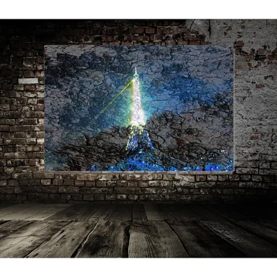 The Range French Eiffel Tower and Bark Graphic Art Wrapped on Canvas - Blue / 46cm