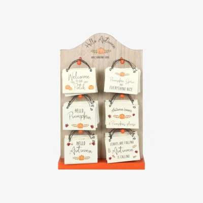 The Range Hello Autumn Mini Hanging Signs Set 30 Fall Decor Display - Cream