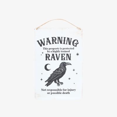 The Range Protected by a Raven Hanging Sign - H30cm