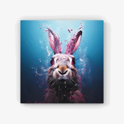 The Range Rabbit Face Splashart Canvas Print - Blue / 25.4cm