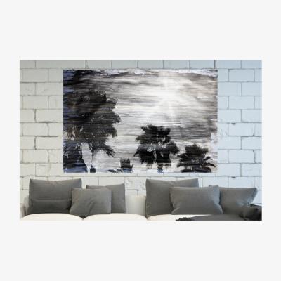 The Range 'Gold Silver ABD Black Palm' Graphic Art Wrapped on Canvas - Black / 92cm