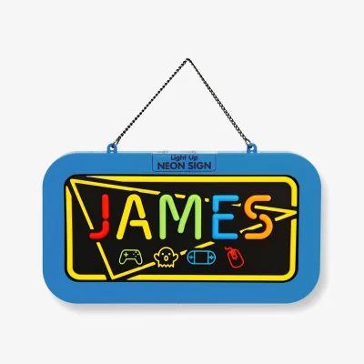 The Range James Pre-personalised Light-Up Neon Bedroom Sign - Black