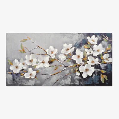 The Range Embellished Dusky Blue Flower Canvas - Dusky Blue
