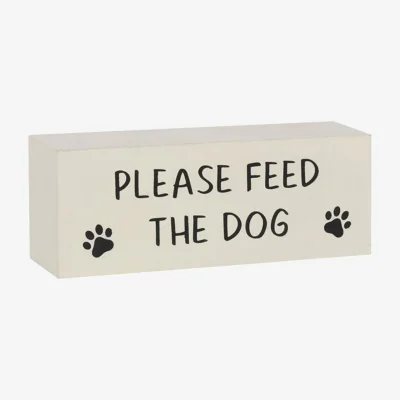 The Range Reversible Dog Feed Sign "Fed" / "Please Feed" Wooden Block - Grey