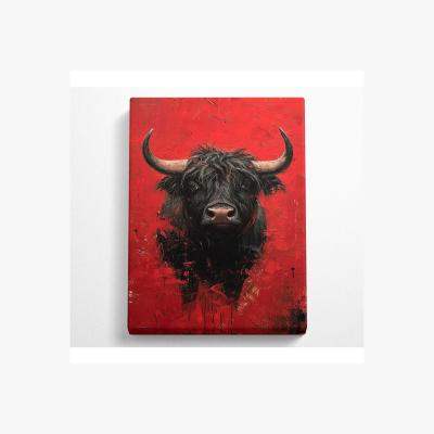 The Range Bull Red Canvas Print - Black / 101.6cm