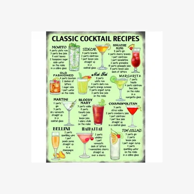The Range Classic Cocktail Recipe Sign - Green
