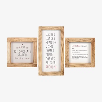The Range Set of 3 Christmas Traditions Signs Festive Home Decor - White