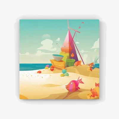 The Range Fish On A Beach Holiday HD Metal Print - Yellow / 56cm