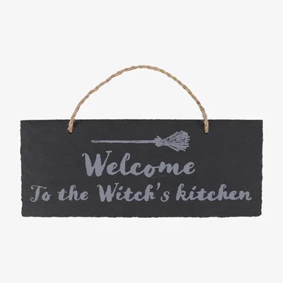 The Range Welcome to the Witch's Kitchen - Slate Hanging Sign - Black