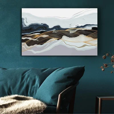 The Range Abstract Layers Of Rock Canvas Art Print  - White