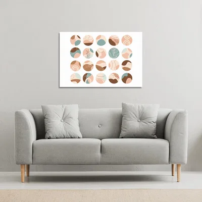 The Range Round texture and floral icons in pastel colours Canvas Print - White / 101cm / 77cm