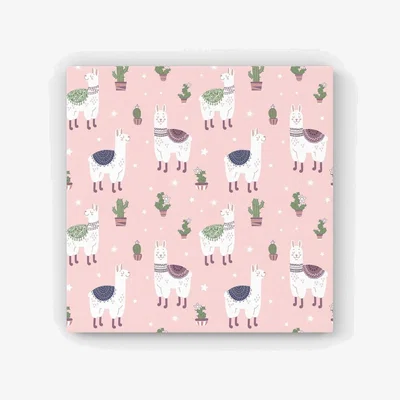 The Range Happy Lama HD Metal Print - Pink / 56cm