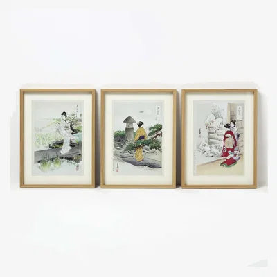 The Range Set of 3 Japanese Geisha Wall Art - Multi-Colour