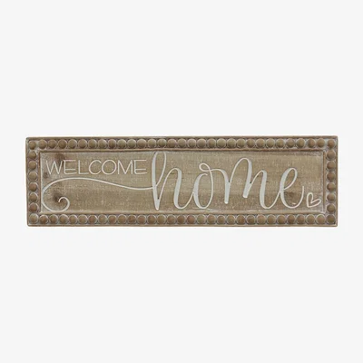 The Range Welcome Home Beaded Wooden Plaque - Brown