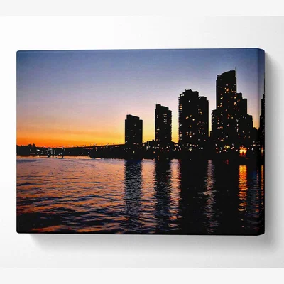 The Range City Sunrise Canvas Print Wall Art - Yellow / 35.56cm