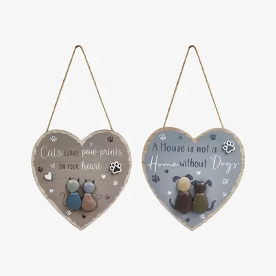 The Range Pet Motto Hanging Heart Sign - Natural