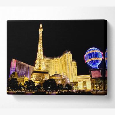 The Range Las Vegas Golden Eiffel Tower Canvas Print Wall Art - Yellow / 35.56cm