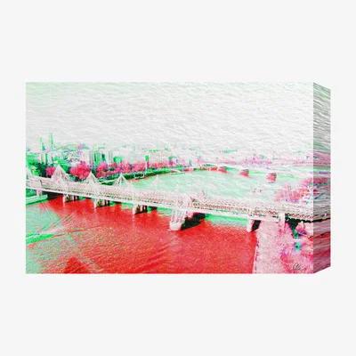 The Range London Eye View Red Graphic Art on Canvas - Red / 92cm