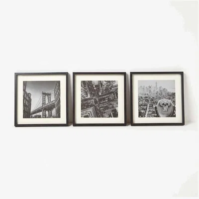 The Range Set of 3 New York Black  White Photographs Framed Wall Art - Black,White