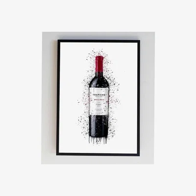 The Range Red Wine Malbec Bottle Splatter Print - Black / A4