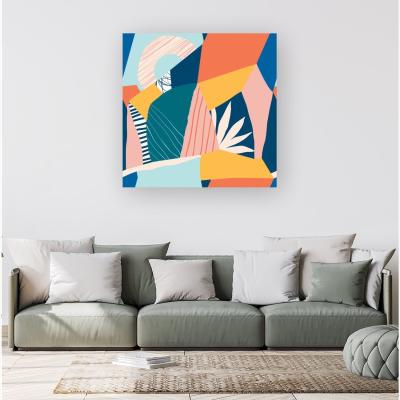 The Range Modern Floral Pattern Canvas Print - Blue / Small