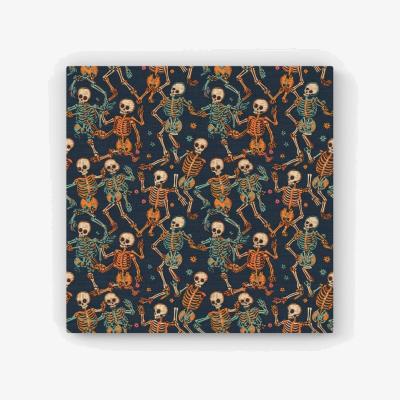 The Range Dancing Skeletons HD Metal Print - Orange / 40cm