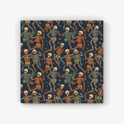 The Range Dancing Skeletons HD Metal Print - Orange / 40cm