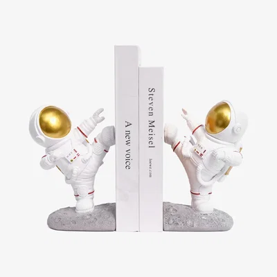 The Range Decorative Karate Kicking Astronauts Bookends Set - White