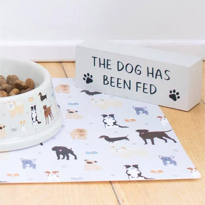 The Range Reversible Dog Has Been Fed - Block Sign 15cm - White