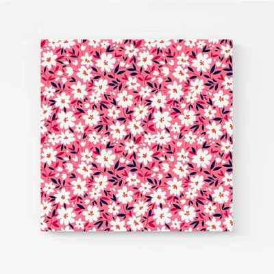 The Range Small Cute White Flower Pattern Canvas Print - Pink / 76.2cm