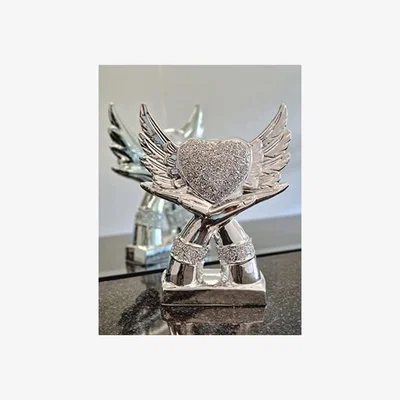 The Range Crushed Diamond Heart Hand Sparkly Ornament - Silver