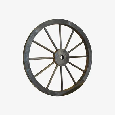 The Range CARTWHEEL - Decorative Solid Wood Garden Wheel Ornament with Metal Rim - Brown