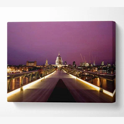 The Range Millennium Bridge London Canvas Print Wall Art - Yellow / 50.8cm