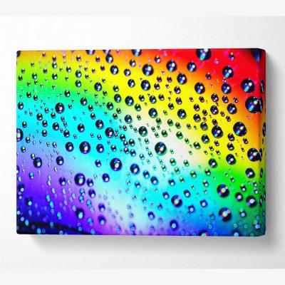 The Range Rainbow Raindrops Canvas Print Wall Art - Yellow / 66.04cm
