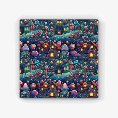 The Range Whimsical Gingerbread House Pattern HD Metal Print - Blue / 40cm
