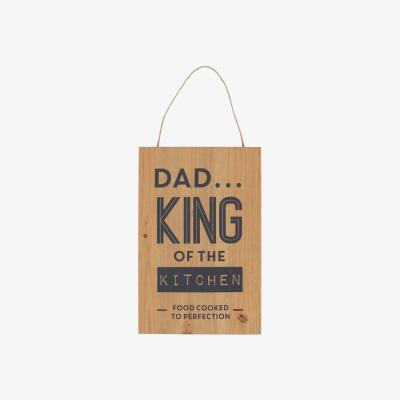 The Range King of the Kitchen Wooden Hanging Sign - Light Wood