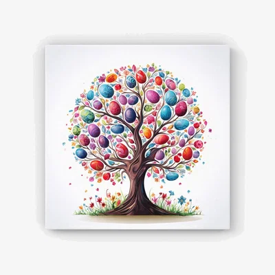 The Range Whimsical Easter Egg Tree HD Metal Print - Blue / 56cm