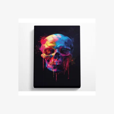 The Range Colour Explosion Skull Canvas Print - Black / 66.04cm
