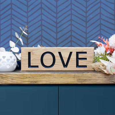The Range Engraved Oak Love Sign - Neutral